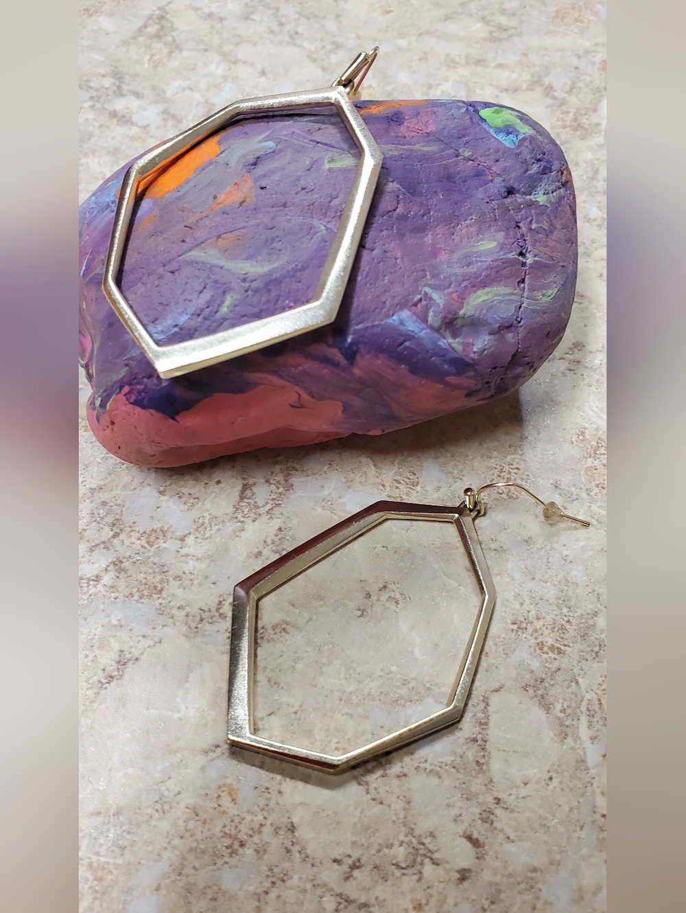 Kendra Scott Hexagon Frame Drop Earrings - Gold Tone